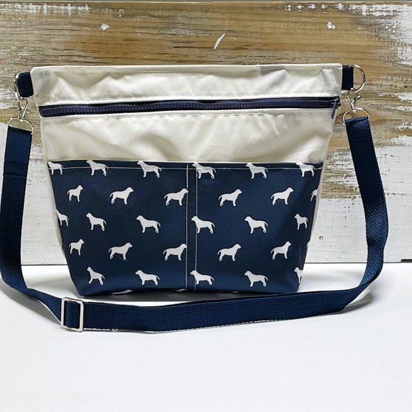 Recycled Sail Cloth Lab Dog Womens Crossbody Bag Handmade - Picture 7 of 7
